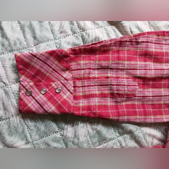 Champion Westerns Permenant Press Red Plaid Western Pearl Snap Womens Size 14 - Picture 6 of 12